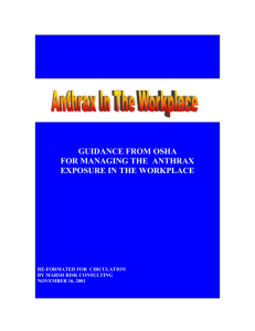 OSHA Guide - Anthrax in the Workplace