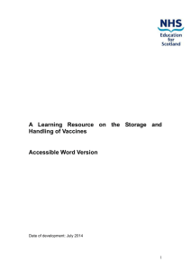 A Learning Resource on the Storage and Handling of Vaccines