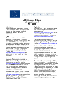 LIBER Access Division Newsletter no. 2 May 2008 1 Introduction