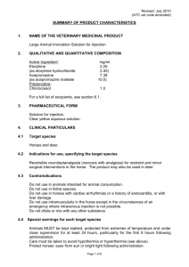 Revised: July 2010 (ATC vet code amended) SUMMARY OF