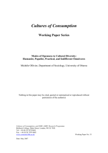 Tastes and cultural diversity - Cultures of Consumption