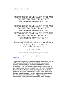 Assiut university researches RESPONSE OF SOME HALOPHYTES