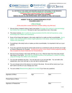 Assent Form for Children Ages 7-11