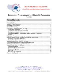 Emergency Preparedness & Disability