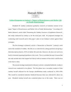Hannah Hilfer`s Critical Assessment of Elizabeth W. Lindsey`s
