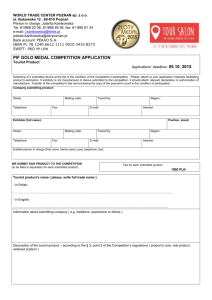 GOLD MEDAL Competition entry form