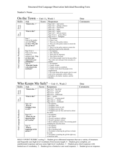 Structured Oral Language Observation Individual Recording Form