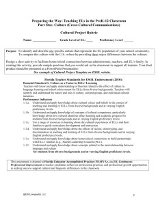 Cultural Project Rubric - ESOL In Higher Education