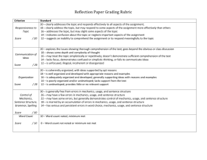 Reflection Paper Grading Rubric