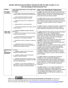 Self-Assessment Rubric - Close Reading of Informational Text