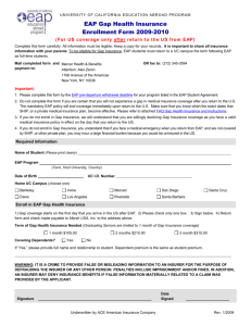 GAP Insurance Form 0910 - UC Education Abroad Program