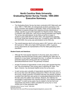 Graduating Senior Survey Trends: Executive Summary