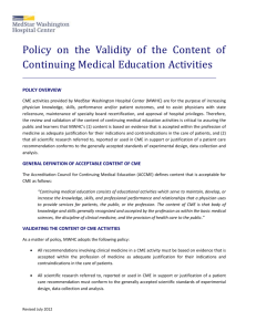 Policy on the Validity of the Content of CME Activities