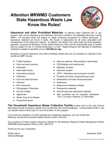 HHW Customer Notice - Monterey Regional Waste Management