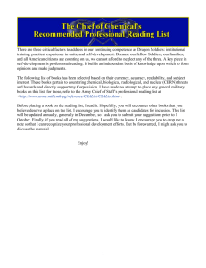 Chemical Corps Commandant`s Reading List