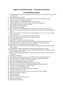 EXAMINATION QUESTIONS: HYGIENE AND EPIDEMIOLOGY