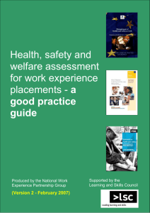 Health, safety welfare for work experience - a good practice