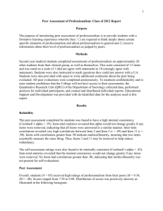 Peer Assessment of Professionalism: Class of 2013 Report