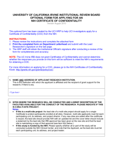 Certificates of Confidentiality Application and Instructions