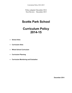 Curriculum Policy - Scotts Park Primary School