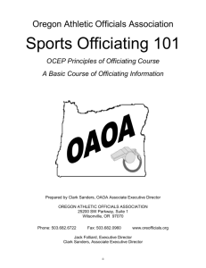 Sports Officiating 101 Handout - Oregon Athletic Officials Association