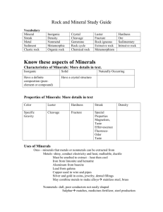 Rock and Mineral Study Guide