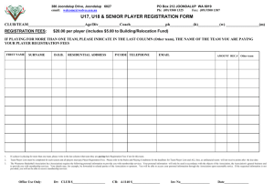 Senior PLAYER REGISTRATION form