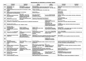 PROGRAMME OF SESSIONS and ROUND TABLES