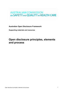 Open Disclosure principles, elements and process