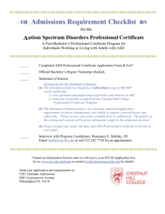 ASD Admissions Requirement Checklist