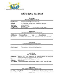 the MSDS - International Silica