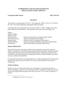 Special Education Appeals BSEA #99-3434