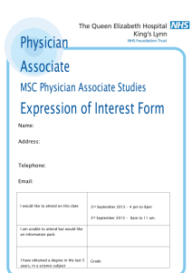 Physician Associate MSC Physician Associate Studies Expression