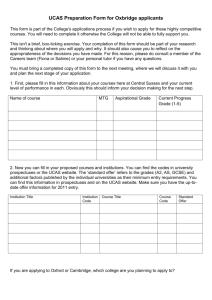 Proposed Application Form for Oxford, Cambridge and other Russell