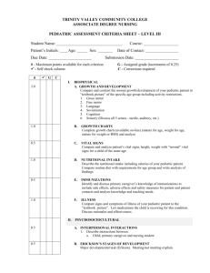 pediatric assessment criteria sheet
