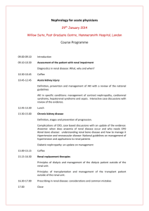 Nephrology for acute physicians 29th January 2014 Willow Suite