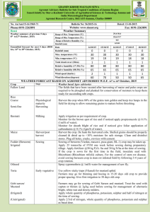 Agromet Advisory Bulletin for Sub Tropical Condition of Jammu