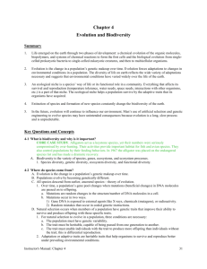 Biodiversity and evolution study guide