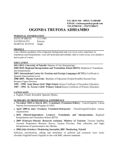 Click Here to Full CV of Trufosa Ogonda