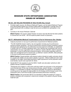 Missouri State Orthopaedic Association Issues of Interest