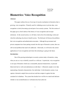 Biometrics: Voice Recognition