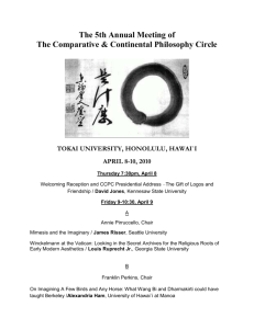 Thursday Evening - Comparative and Continental Philosophy