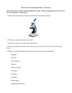Review for 6th Grade Science Final – Life Science