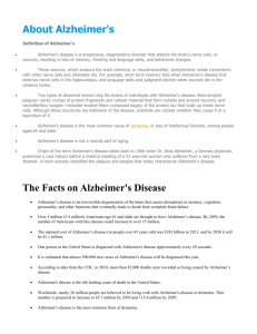 Alzheimer`s Disease - See homework assignment