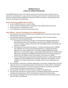 eMERGE Network Criteria for Affiliate Membership The eMERGE