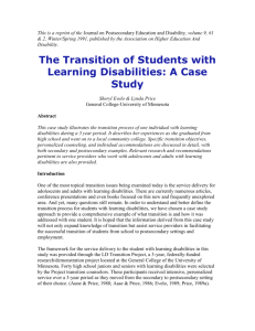 The Transition of Students with Learning Disabilities: A Case