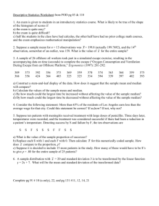 Descriptive Statistics Worksheet from POD pg 83 & 110