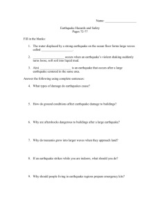 Earthquake Hazards & Safety WS questions 1-14