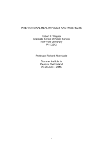 international health policy and prospects - NYU Wagner