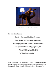 Press Release - Theatre Raymond Kabbaz
